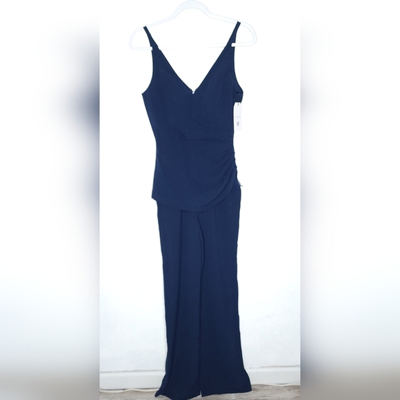 NWT Dress The Population Navy Blue Sam Ruched V Neck Jumpsuit Size XS - Picture 10 of 11